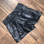ZARA  belted high waisted faux leather black classic shorts blogger fav spring Photo 4