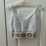 Hollister White Crochet Granny Square Crop Top Photo 1