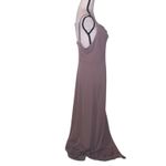 Birdy Grey  Crepe Dark Mauve Maxi Bridesmaid Dress Side Slit Cowl Neck Photo 5