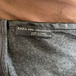 ZARA  W&B Collection Black Leather Collar Gray Dolman Top Back Zip size large Photo 5
