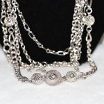 Source Unknown Glittering  Filigree Covered Beads Silver Tone 4 Strand Link Chain Glam Necklace Photo 1