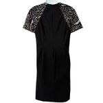 Yigal Azrouel Coral Reef Burnout Black Tan Short Sleeve Sheath Dress size 10 Photo 5