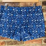 J.Crew  Blue Ikat Tapestry Woven Flat Front Chino Side-Zip Shorts Women's Size 4 Photo 0