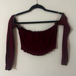 Maroon Off The Shoulder Crop Top Red Photo 1
