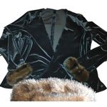 Chetta B Black Velvet Blouse Jacket Top NYC Real Mink Fur Cuff Crossover Photo 2