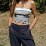 ZARA NWT Grey Contrast Boxer Top Sz Medium Tube Crop Preppy Photo 1