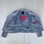 Mauritius Inka floral flower embroidered light grey leather jacket size S small Photo 8