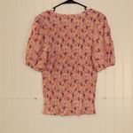 Nine West Pink Floral Smocked Top Size Large Photo 6