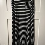 Calvin Klein Black and White Striped Maxi Dress Photo 0