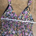 Floret Studios Floral Romper, Size XL, Smocked, Purple Yellow Black, Shorts Photo 4