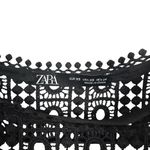 ZARA  Womens Sz XS Black Crochet Boho Festival Cutout Sheer Weave Top Cover Up Photo 4