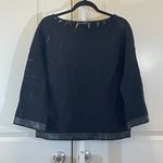 Lafayette 148 Cutout and Faux Leather Trim Sweater - Women Size M - Black Photo 0