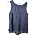 Gap Women's Navy Flowy Open Back Mesh Crew Neck Sleeveless Blouse Sz L Photo 4