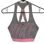 Nike Womens Sports Bra Activewear Size Medium Crop Top Logo Workout Gray Stretch Photo 0