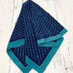 100% Silk 34”x35” Chain Design Scarf Blue Photo 0