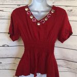Lotus‎ red beaded pink jeweled blinged ruffle top women's size XS S Photo 2