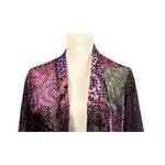 Velvet Burnout Kimono Jacket Size Medium Open Front Purple Green Patchwork Boho Photo 3