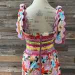 NWT CeliaB Nilsa Multicolor Ric Rac Shoulder Tie Midi Dress Size Large Red Photo 9