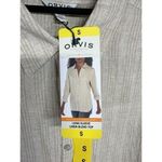 Orvis New Women's Taupe Tan Stripe Linen Button Down Shirt Size Small Photo 1