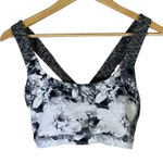 American Eagle Floral Sports Bra Womens L Gray Stretch Athletic Activewear White Size L Photo 0
