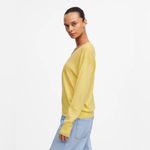 Madewell Cashmere U-Neck Pullover in Iced Lemon Yellow Size Small Photo 2