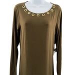 Michael Kors Michael  Long Sleeve Tunic Top with Gold Ring Neckline Small Photo 54