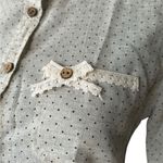 Wet Seal Vintage  Cream Polka Dot Button-Down Shirt with Lace Bow | 100% Cotton ✿ Photo 3