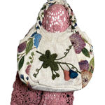 Cottagecore Embroidered Shoulder Bag Boho Whimsical Floral Tapestry Fairy Casual Green Photo 0