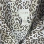 Chico's Women's  White Cheetah Print Button Down Dress Blouse Size 3 (A29) Photo 2
