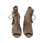 Bamboo  Faux Suede Cut Outs Peep Toe Zip Ankle Harness Bootie Brown Size 8.5 Photo 1