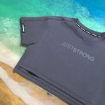 Just Strong / Charcoal Oversized Athletic Cropped Top Tonal Photo 4