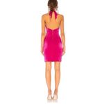 NBD  Revolve Hot Pink Satin Halter Neck Mini Bodycon Dress Size Small Photo 3