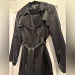 INC International Concepts Macys Satiny Dressy Trenchcoat Evening Jacket Coat Black Size L Photo 2