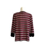 Toula Cardigan Sweater Black Red White Ruched 3/4 Sleeve Open Front Large Photo 3