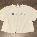 Champion Women’s  Cream Cropped Short SleeveTee, Size Small 100% Cotton Photo 0