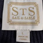 Sail To Sable  Women's Wool Blend Pullover Sweater Size L Navy Pink Crew Neck Photo 2