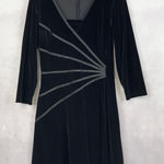 Connected Apparel  Dress‎ 14 Black Velvet Cocktail Holiday Stretchy Witchy Goth Photo 0