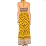 Free People Yellow Boho Chic Edgy Floral Halter Top Wide Leg Jumpsuit Size Small Photo 4