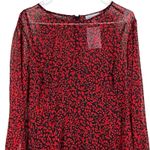 Marc New York Dress Women’s 18 Red Black Floral Sheer Long Sleeve Hi-Low NEW Photo 1