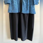 Vintage 80s Lady Carol Blue Peplum Puff Shoulder Dress Set Retro Career Chic Size L Photo 4