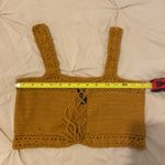 Forever 21 NWOT Crochet knit lace up golden yellow crop top Size Small Photo 5