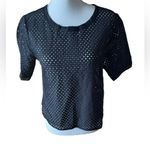 Banana Republic Black Laser Cut Sheer Short Sleeve Top – Women’s Size M Photo 0