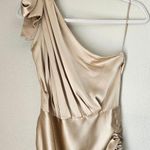 Retrofête  Nadia One-shoulder Ruched Stretch-Silk Satin Mini Dress Sz L Champaign Photo 5