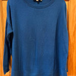 Loft Ann Taylor  blue crew neck sweater rounded hem women’s L Photo 0