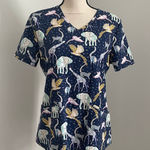 Scrubstar Scrub Top Animal Print size Small Blue Vet Tech Medical Nurse Premium Photo 0