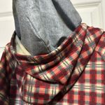 Double hooded plaid hoodie with thumb holes XL Red Photo 6