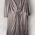 Donna Ricco NEW Donna Ricco Dress Womens Metallic 14 Twist Front Midi Party Cocktail Photo 0