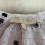 Farmers Market Women XL Ivory Embroidered Checkered Button Up Long Sleeve Blouse Photo 3