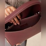 Mango  MNG burgundy matte leather buckle side handbag purse Photo 3