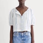 Everlane The Gauze Button Up Blue White Striped Blouse Organic Cotton XXS NWT Photo 0